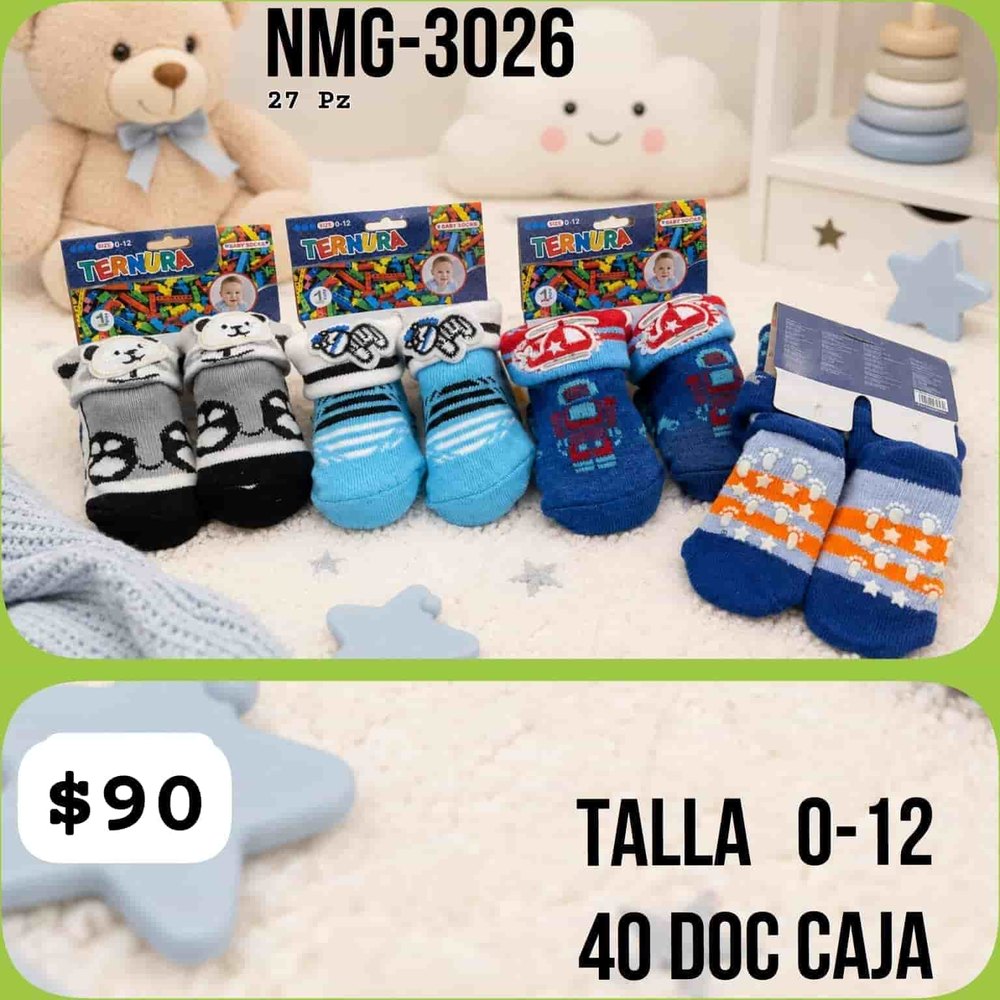 Calcetas para bebé NMG-3026, talla 0-12