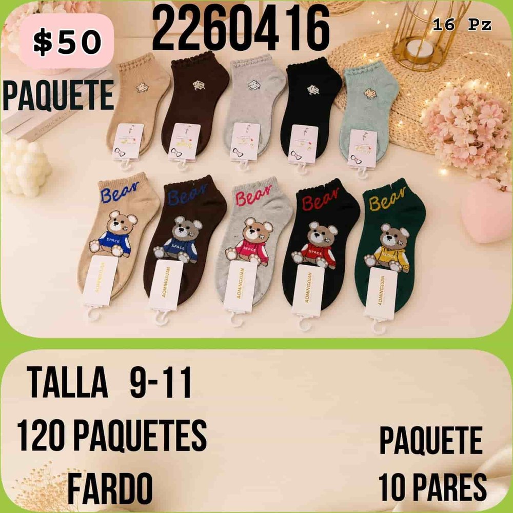 Paquete de calcetas para niña 2260416, talla 9-11